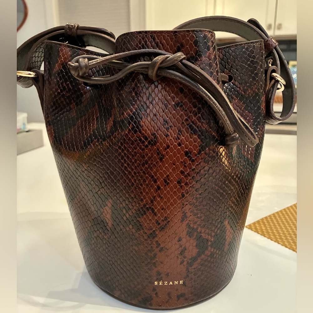 Sezane Farrow Mini Bag Brown Python Print - Size TU